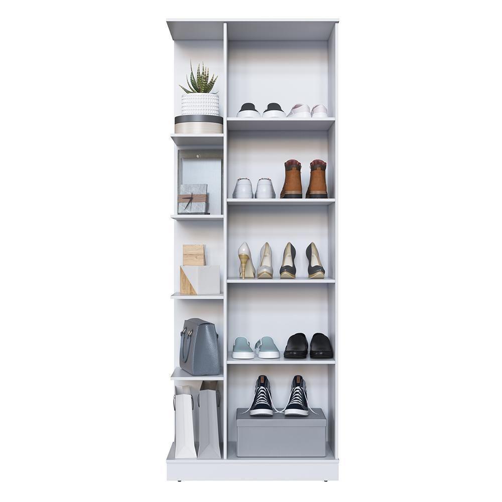 Armário Multiuso Sapateira Camile 1 Porta Branco Com Espelho - Indékes Branco - 3