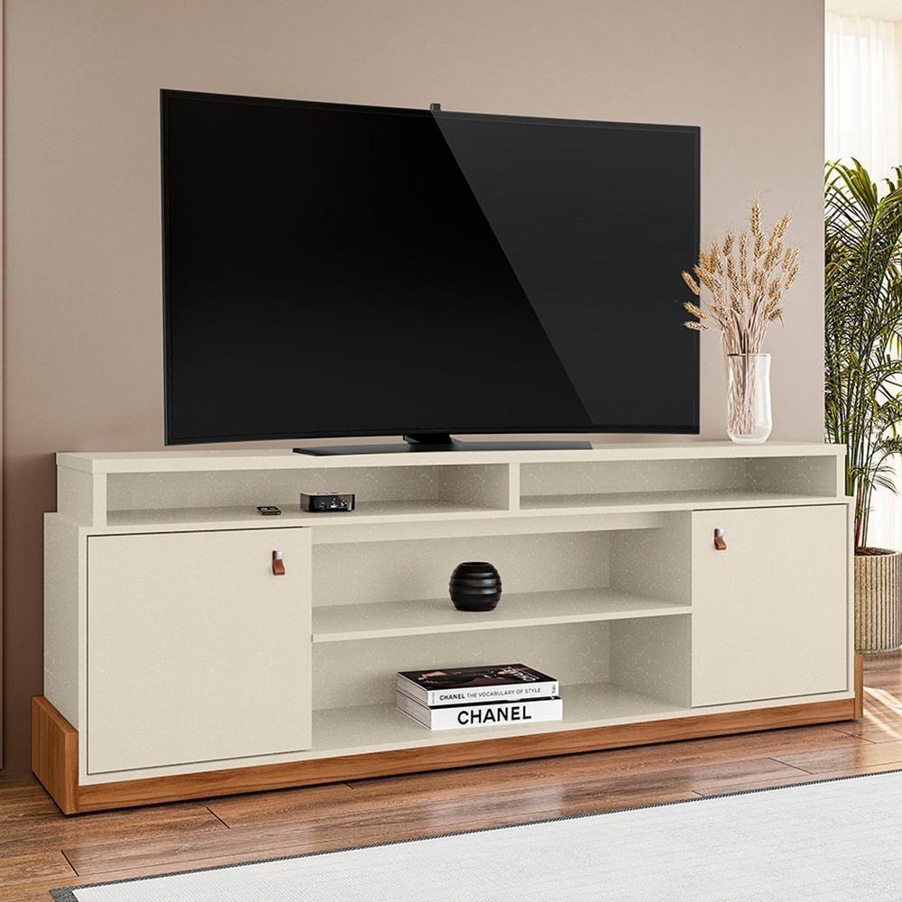 Rack Bancada Montana 188cm Pérola Metalizado-cinamomo Mel Para Tv Até 75? - Mobler Pérola Metalizado-cinamomo Mel - 2