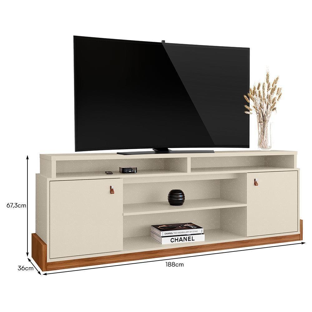 Rack Bancada Montana 188cm Pérola Metalizado-cinamomo Mel Para Tv Até 75? - Mobler Pérola Metalizado-cinamomo Mel - 5