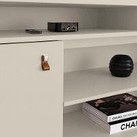 Rack Bancada Montana 188cm Pérola Metalizado-cinamomo Mel Para Tv Até 75? - Mobler Pérola Metalizado-cinamomo Mel