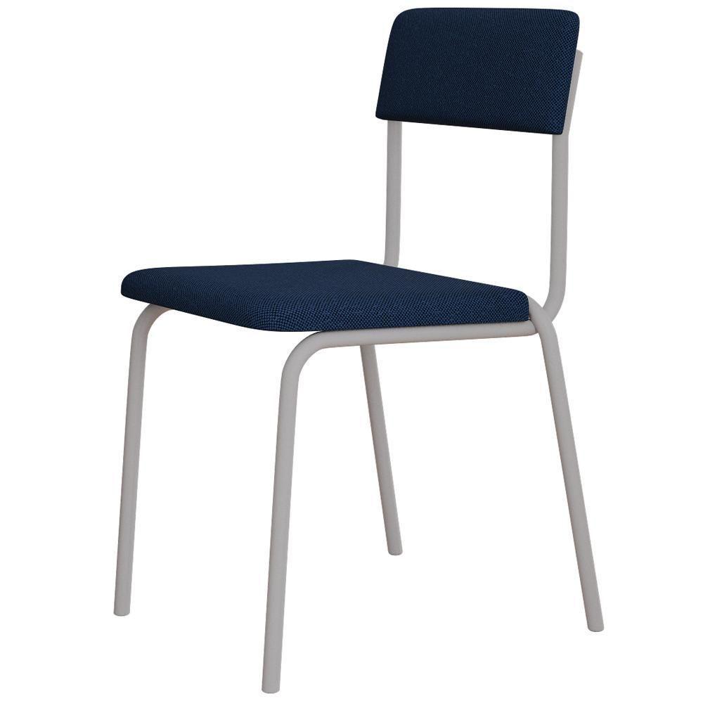 Kit 08 Cadeiras Estofada Para Sala De Jantar Sense Branco C01 Linho Azul Escuro - Lyam Decor - 7