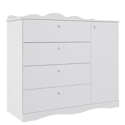Cômoda Infantil Encanto 1 Porta E 4 Gavetas Branco - Permóbili Baby Branco