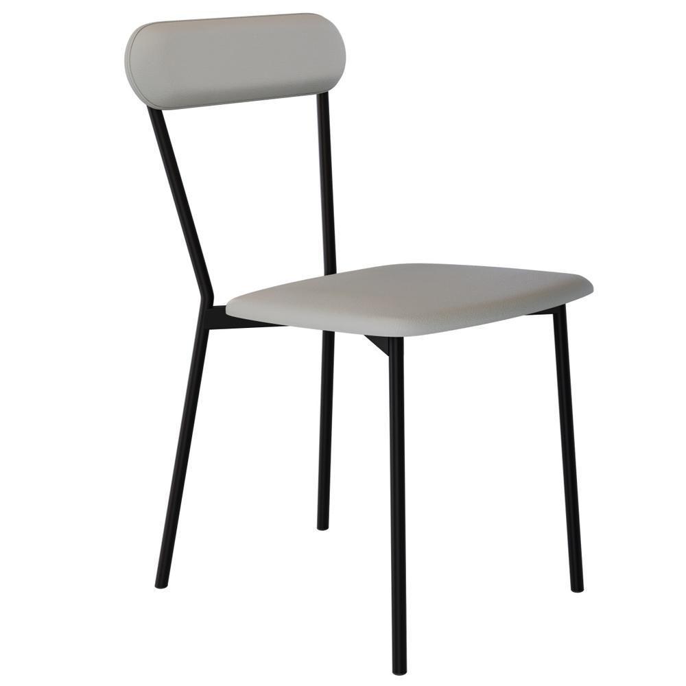 Kit 08 Cadeiras Estofada Para Sala De Jantar Liora Preto C01 Courino Off White - Lyam Decor - 6