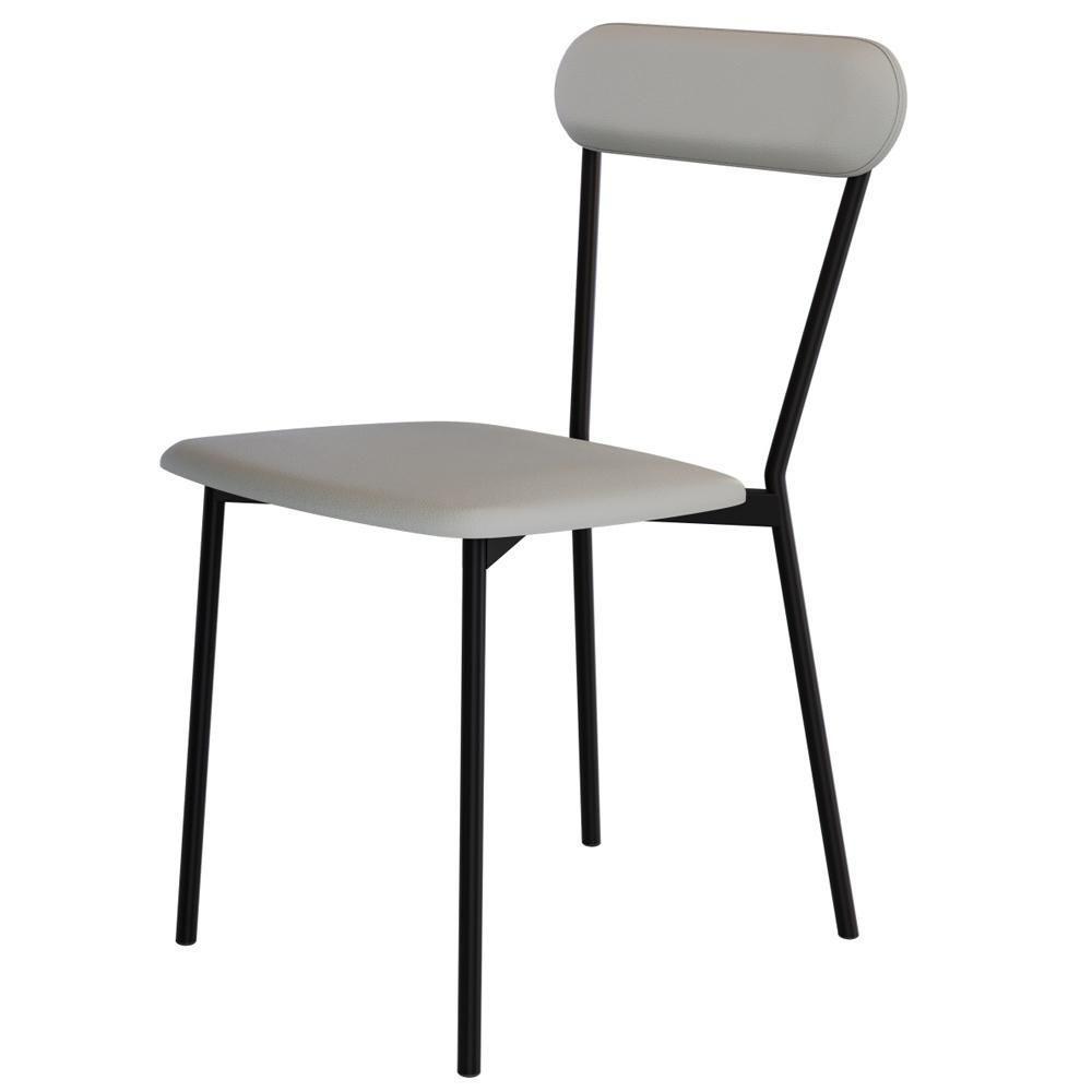 Kit 08 Cadeiras Estofada Para Sala De Jantar Liora Preto C01 Courino Off White - Lyam Decor - 7