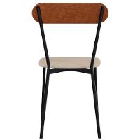 Kit 06 Cadeiras Estofada Para Sala De Jantar Liora Preto C01 Linho Areia Courino Caramelo - Lyam Decor - 9