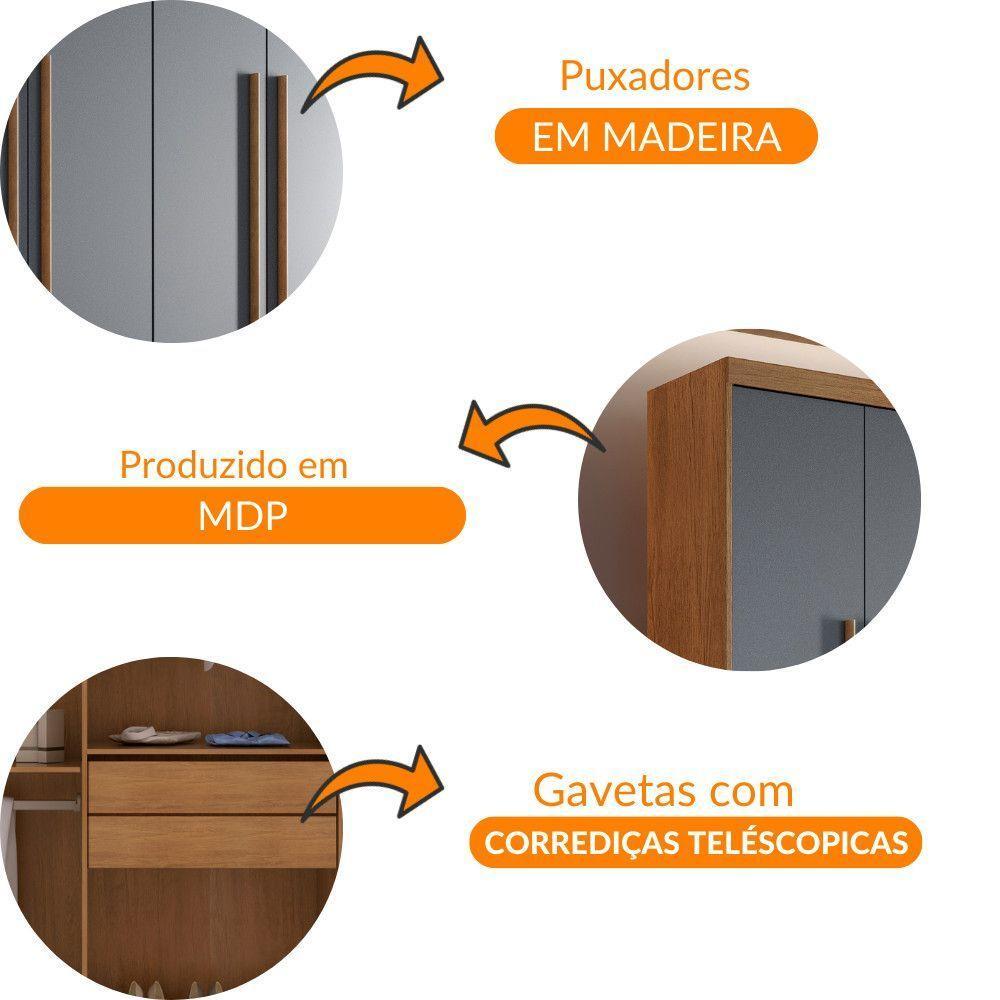 Guarda Roupa Casal Heros 6 Portas Com Pés Moderna Imbuia Com Grafite - 6