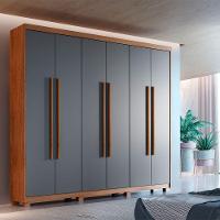 Guarda Roupa Casal Heros 6 Portas Com Pés Moderna Imbuia Com Grafite - 1