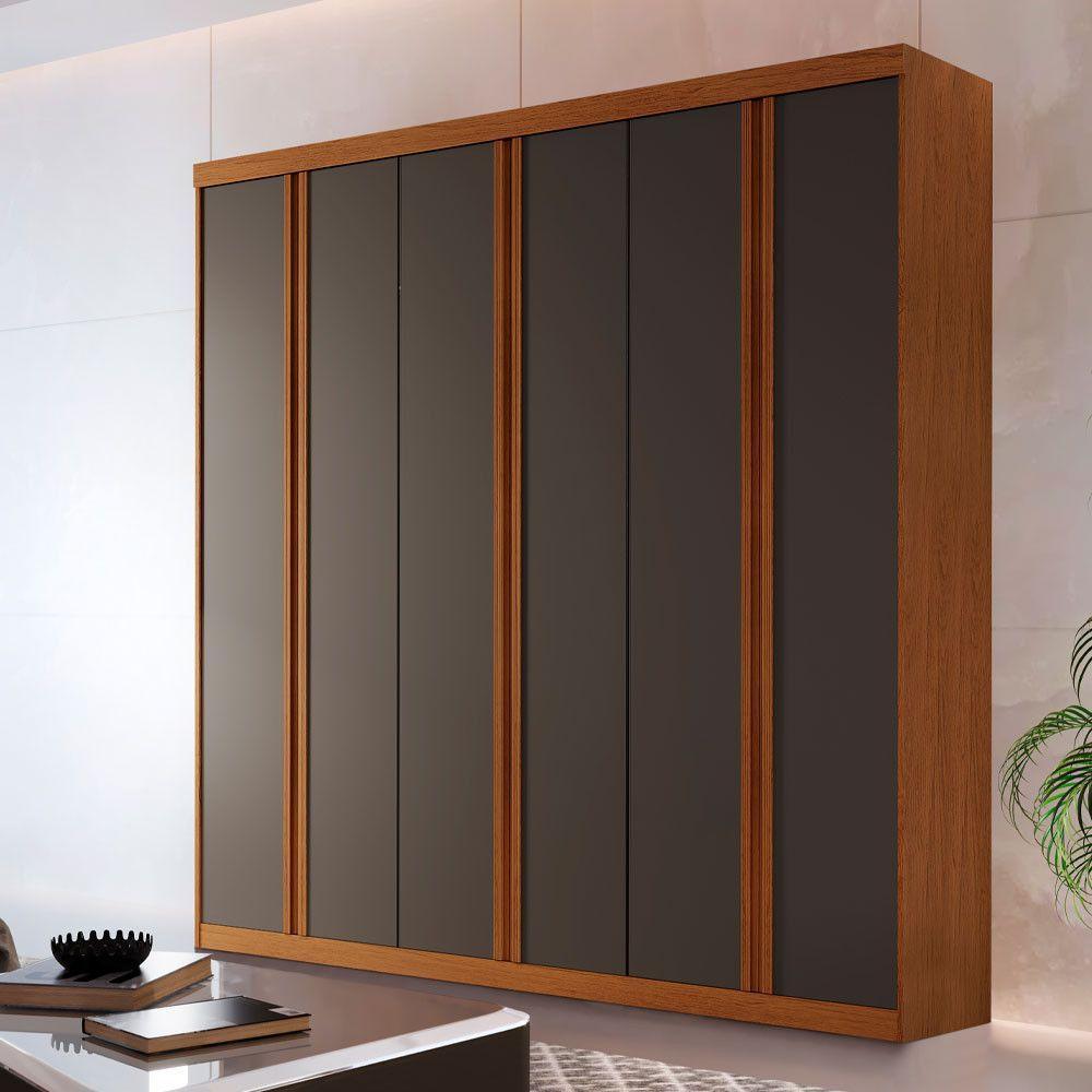 Guarda Roupa Casal Boston 6 Portas 4 Gavetas Moderna Imbuia / Grafite - 1