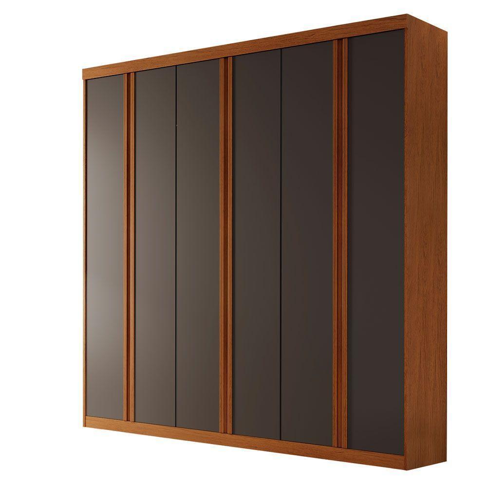 Guarda Roupa Casal Boston 6 Portas 4 Gavetas Moderna Imbuia / Grafite - 2