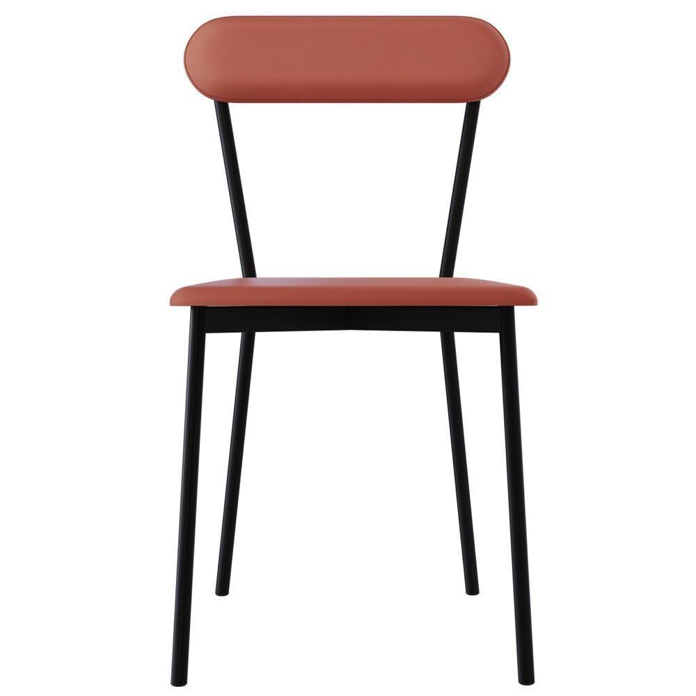 Kit 06 Cadeiras Estofada Para Sala De Jantar Liora Preto C01 Courino Terra Rosê - Lyam Decor - 3