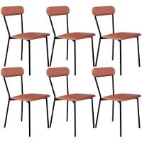 Kit 06 Cadeiras Estofada Para Sala De Jantar Liora Preto C01 Courino Terra Rosê - Lyam Decor - 1