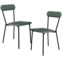 Kit 02 Cadeiras Estofada Para Sala De Jantar Liora Preto C01 Courino Verde Sálvia - Lyam Decor - 1