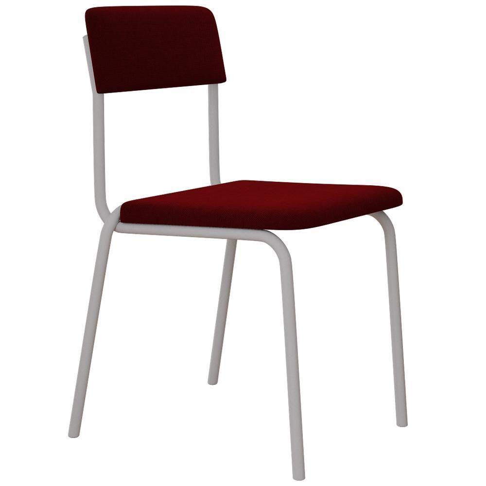 Kit 06 Cadeiras Estofada Para Sala De Jantar Sense Branco C01 Veludo Vermelho Vinho - Lyam Decor - 7