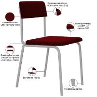 Kit 06 Cadeiras Estofada Para Sala De Jantar Sense Branco C01 Veludo Vermelho Vinho - Lyam Decor - 5