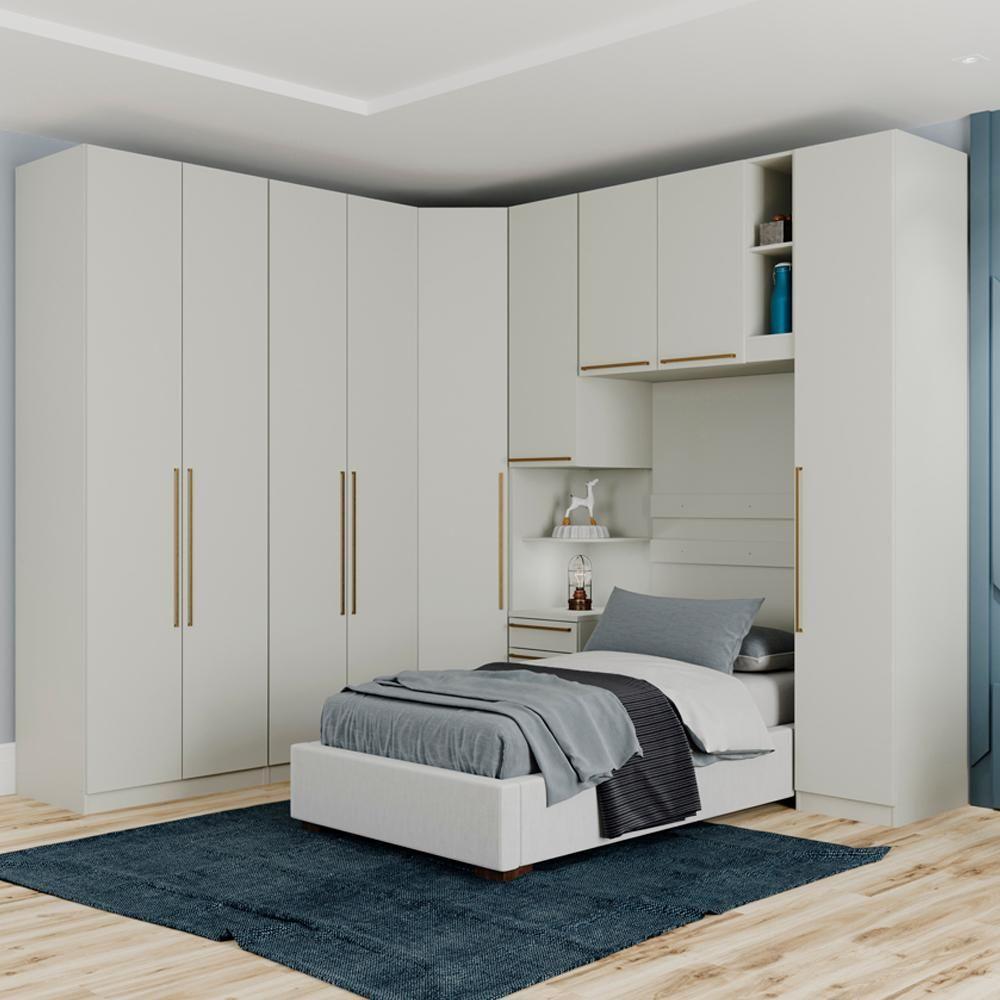 Quarto Solteiro Modulado 9 Portas 241x365 Cm Seletto Areia Henn Areia - 2