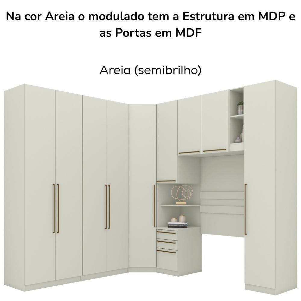 Quarto Solteiro Modulado 9 Portas 241x365 Cm Seletto Areia Henn Areia - 8