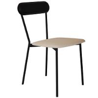 Cadeira Estofada Para Sala De Jantar Liora Preto C01 Linho Areia Courino Preto - Lyam Decor - 1