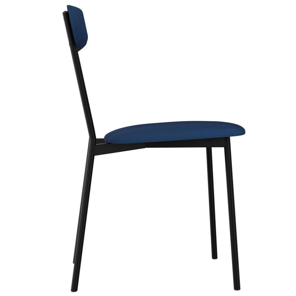 Kit 04 Cadeiras Estofada Para Sala De Jantar Liora Preto C01 Linho Azul - Lyam Decor - 8