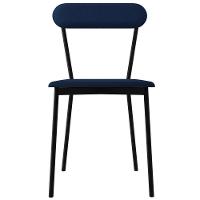 Kit 04 Cadeiras Estofada Para Sala De Jantar Liora Preto C01 Linho Azul - Lyam Decor - 3