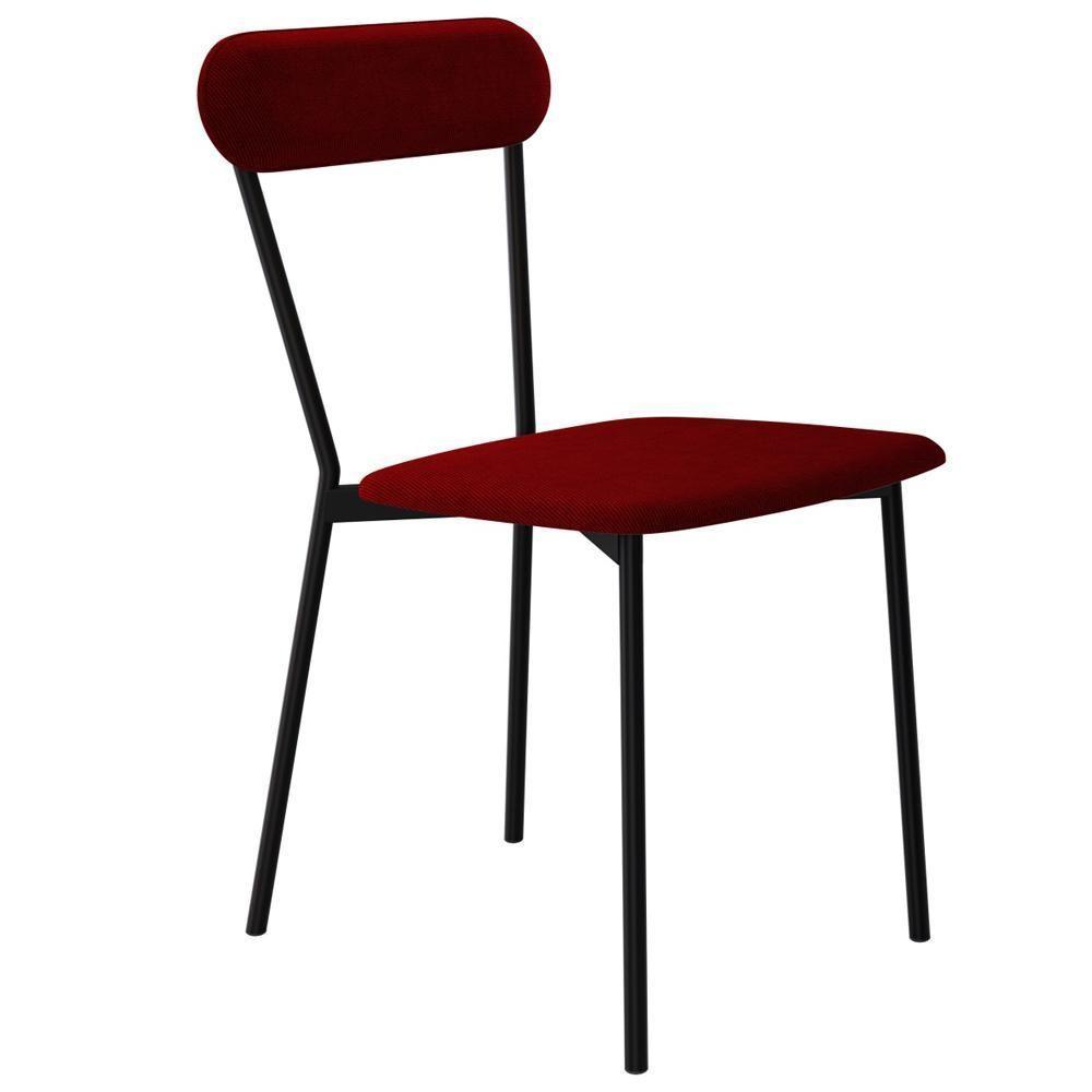 Cadeira Estofada Para Sala De Jantar Liora Preto C01 Veludo Vermelho Vinho - Lyam Decor - 1