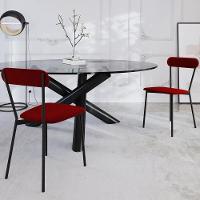 Cadeira Estofada Para Sala De Jantar Liora Preto C01 Veludo Vermelho Vinho - Lyam Decor - 8