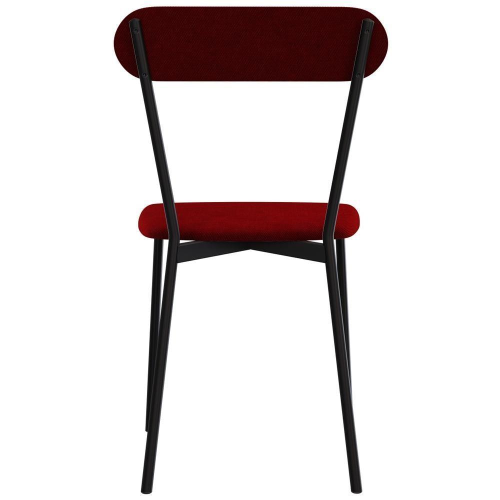 Kit 02 Cadeiras Estofada Para Sala De Jantar Liora Preto C01 Veludo Vermelho Vinho - Lyam Decor - 9