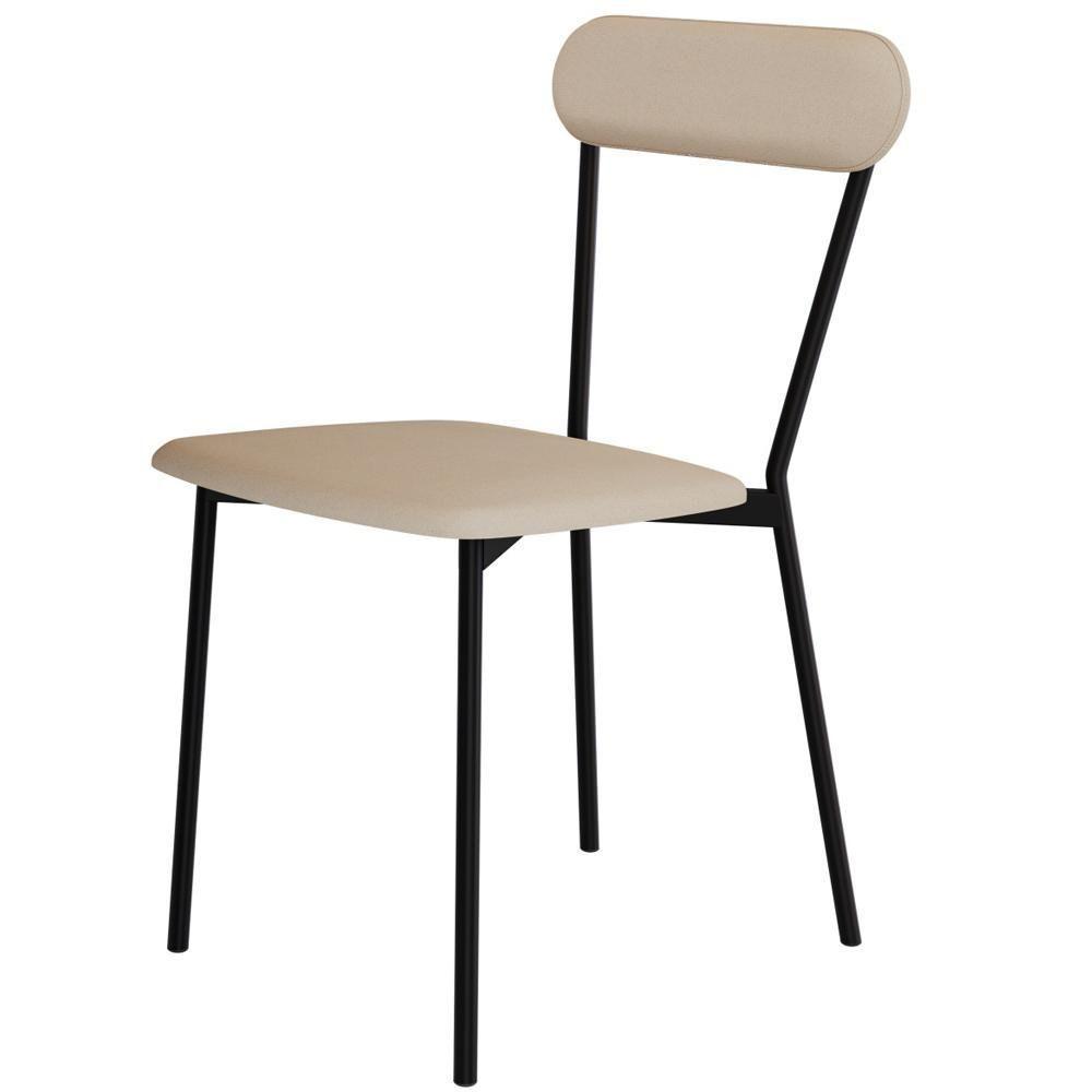 Kit 08 Cadeiras Estofada Para Sala De Jantar Liora Preto C01 Linho Areia - Lyam Decor - 7