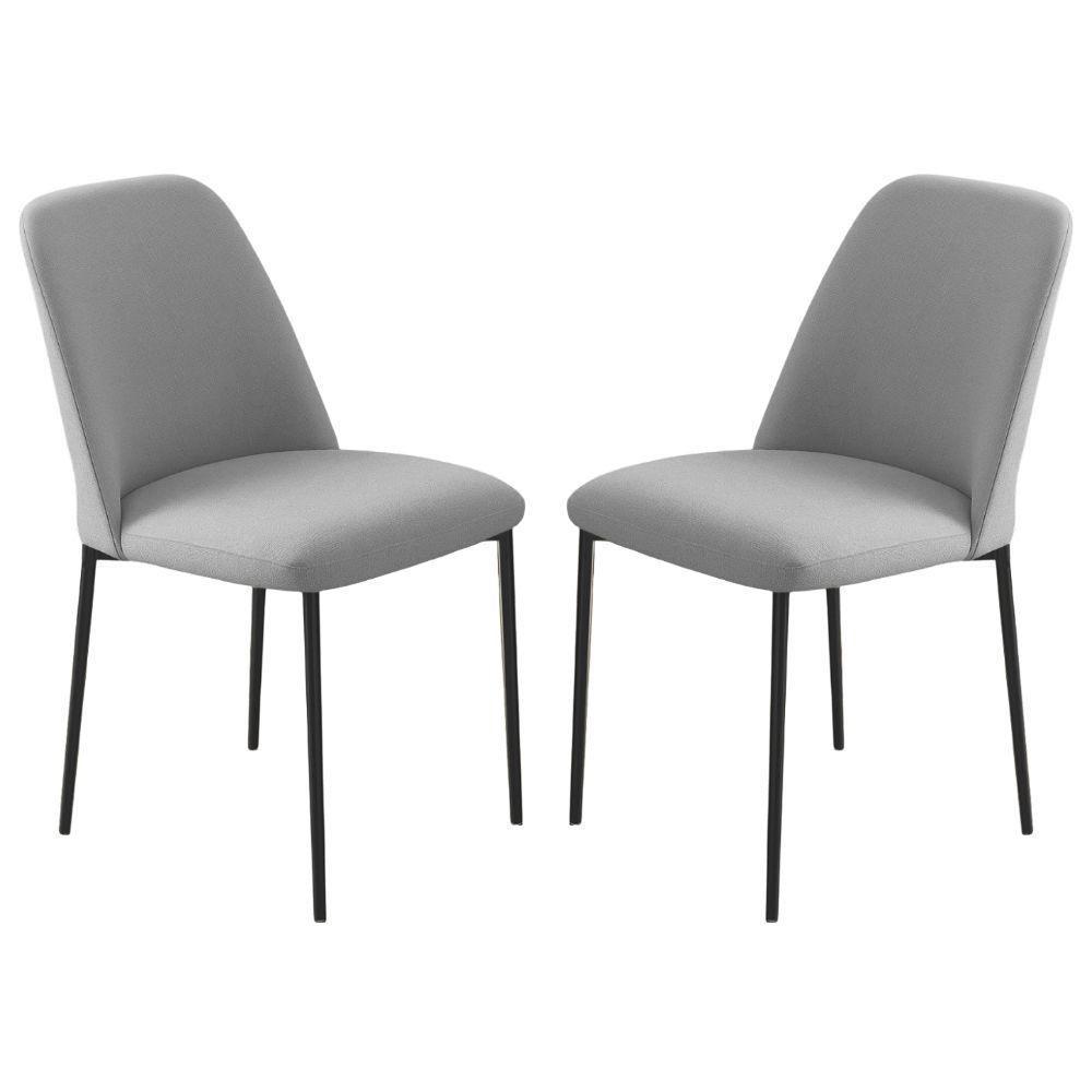 Conjunto 2 Cadeiras Londres Linho Cinza Claro Metal Preto - 1