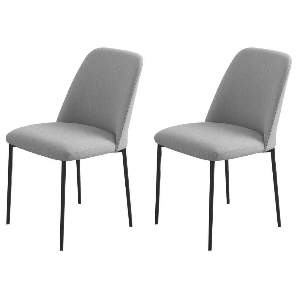 Conjunto 2 Cadeiras Londres Linho Cinza Claro Metal Preto - 6