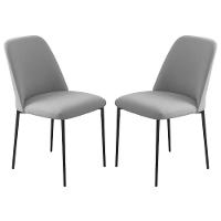 Conjunto 2 Cadeiras Londres Linho Cinza Claro Metal Preto - 1