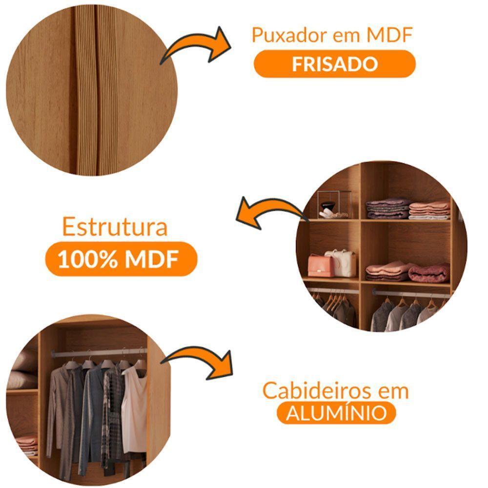 Guarda Roupa Casal Dunas Com 8 Portas E 4 Gavetas Moderna Naturalle - 6