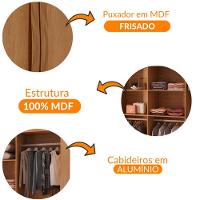 Guarda Roupa Casal Dunas Com 8 Portas E 4 Gavetas Moderna Naturalle - 6