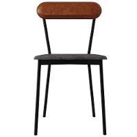 Cadeira Estofada Para Sala De Jantar Liora Preto C01 Linho Prata Courino Caramelo - Lyam Decor - 3