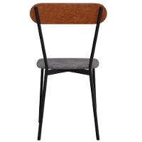 Cadeira Estofada Para Sala De Jantar Liora Preto C01 Linho Prata Courino Caramelo - Lyam Decor - 7