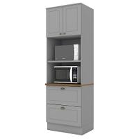 Torre Quente 2 Fornos Americana Cinza Com Tampo Nature - Móveis Cinza-nature - 1