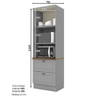 Torre Quente 2 Fornos Americana Cinza Com Tampo Nature - Móveis Cinza-nature - 3