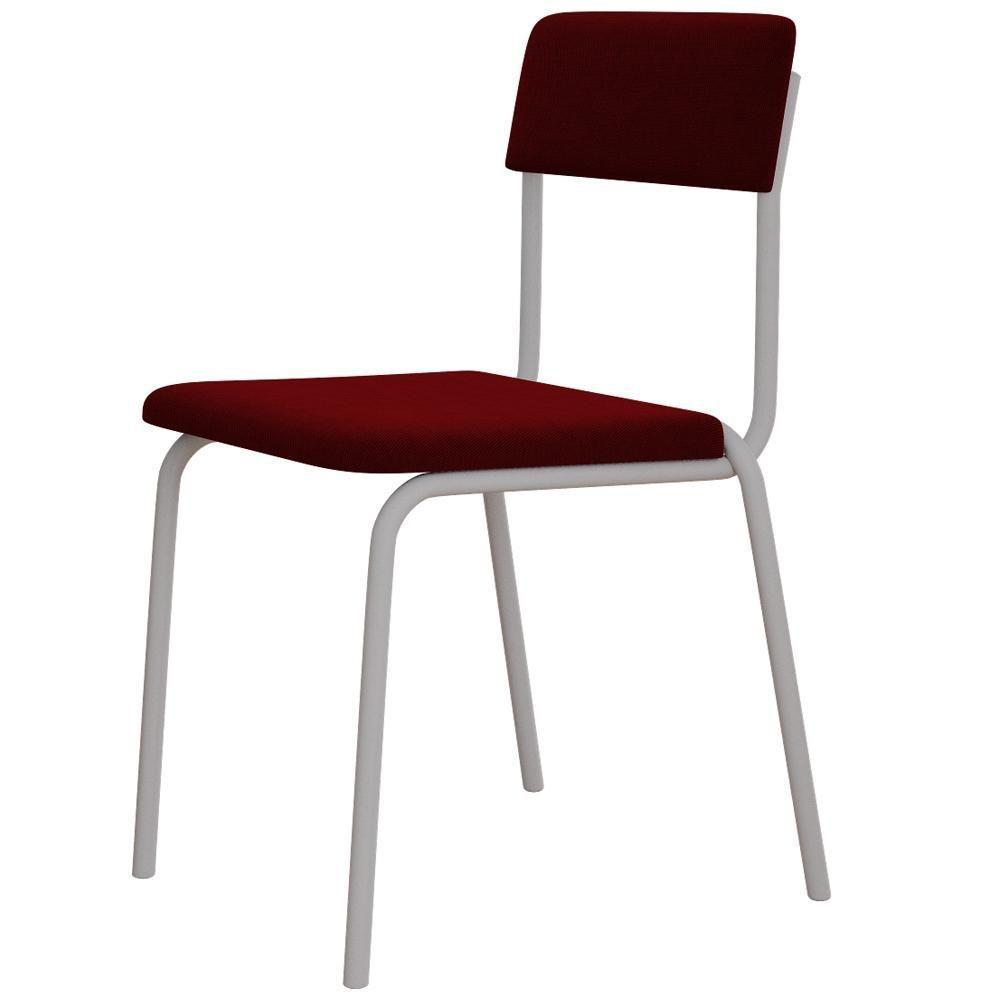 Kit 04 Cadeiras Estofada Para Sala De Jantar Sense Branco C01 Veludo Vermelho Vinho - Lyam Decor - 7