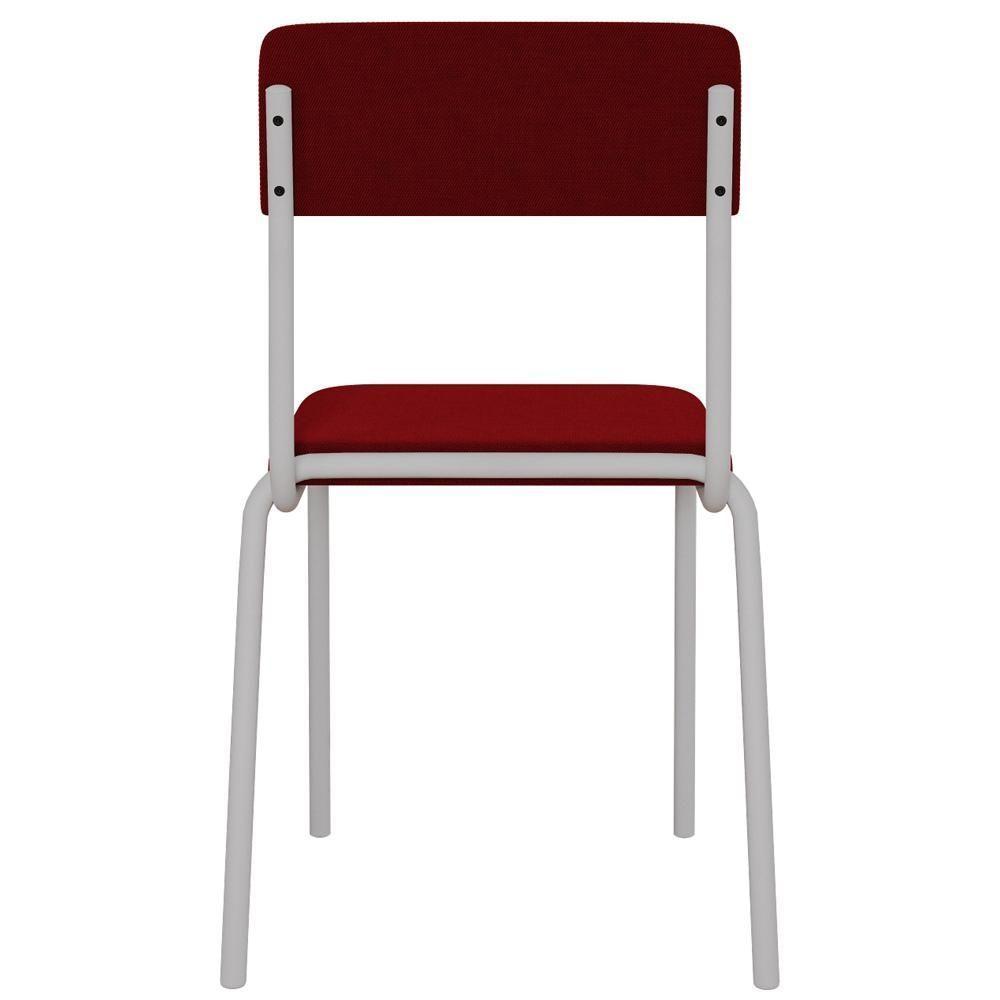 Kit 04 Cadeiras Estofada Para Sala De Jantar Sense Branco C01 Veludo Vermelho Vinho - Lyam Decor - 9