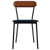 Cadeira Estofada Para Sala De Jantar Liora Preto C01 Linho Azul Courino Caramelo - Lyam Decor - 3