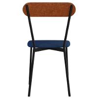 Cadeira Estofada Para Sala De Jantar Liora Preto C01 Linho Azul Courino Caramelo - Lyam Decor - 7