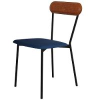 Cadeira Estofada Para Sala De Jantar Liora Preto C01 Linho Azul Courino Caramelo - Lyam Decor - 8