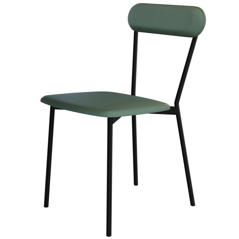 Kit 06 Cadeiras Estofada Para Sala De Jantar Liora Preto C01 Courino Verde Sálvia - Lyam Decor - 7