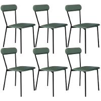 Kit 06 Cadeiras Estofada Para Sala De Jantar Liora Preto C01 Courino Verde Sálvia - Lyam Decor - 1