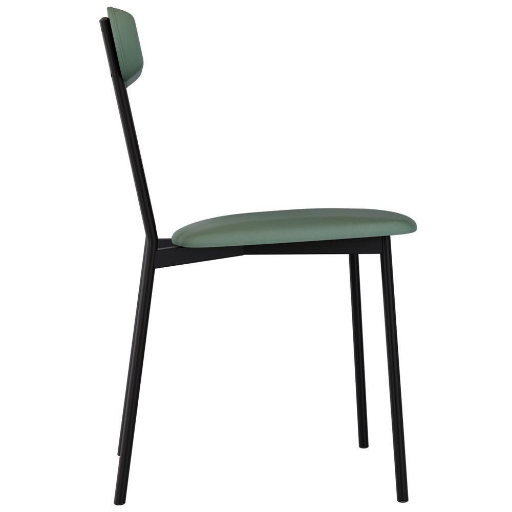 Kit 03 Cadeiras Estofada Para Sala De Jantar Liora Preto C01 Courino Verde Sálvia - Lyam Decor - 8