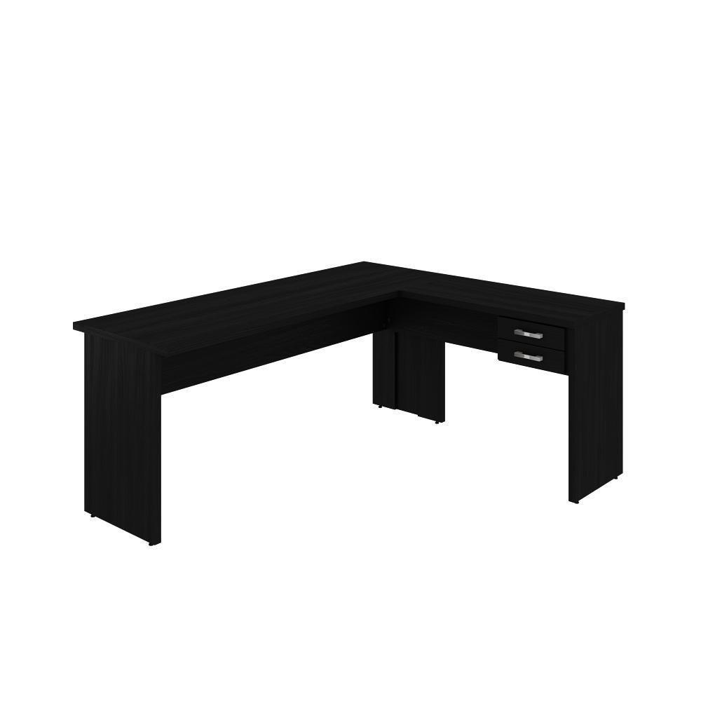 Mesa Para Escritório Em L 1,80x1,60m Tampo E Pés 30mm Com Gaveta Preto Ônix - 6