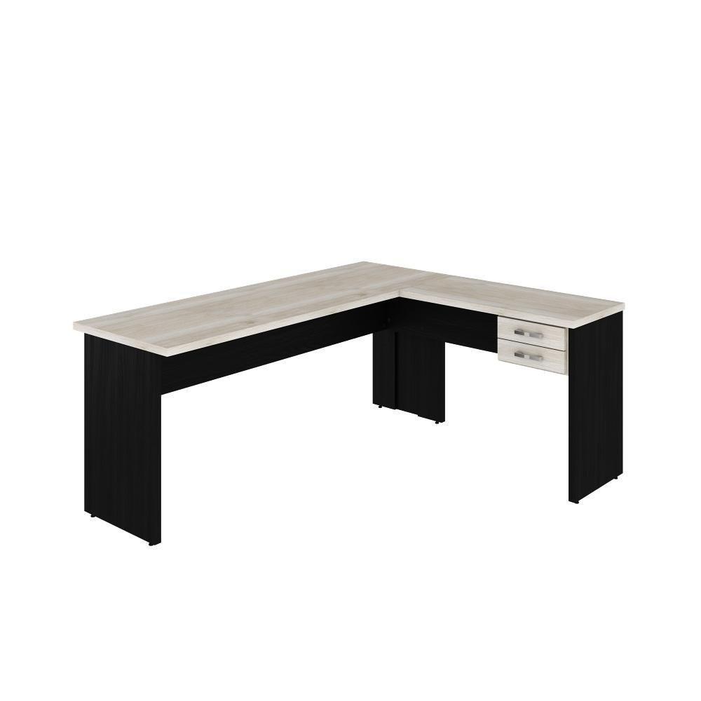 Mesa Para Escritório Em L 1,80x1,60m Tampo E Pés 30mm Com Gaveta Snow Compreto Ônix - 5
