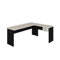 Mesa Para Escritório Em L 1,80x1,60m Tampo E Pés 30mm Com Gaveta Snow Compreto Ônix - 5