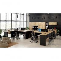 Mesa Para Escritório Em L 1,80x1,60m Tampo E Pés 30mm Com Gaveta Carvalho Dark Compreto Ônix