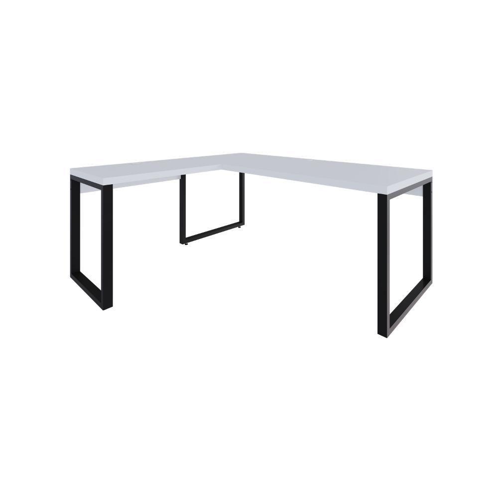 Mesa Em L Presidente 190x160x75cm Yon Branco Tx Estrutura Preta - 1