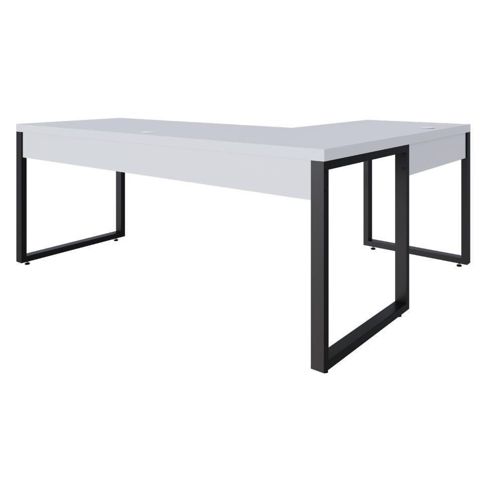 Mesa Em L Presidente 190x160x75cm Yon Branco Tx Estrutura Preta - 6